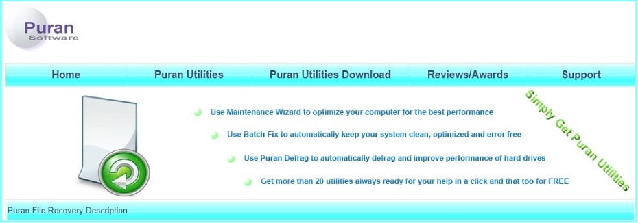 Puran File Recovery homepage