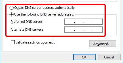 preferred DNS server