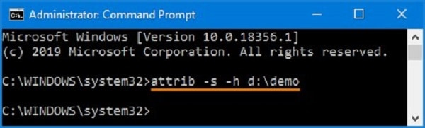 Show Hidden Files Using Command Prompt