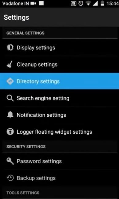 ES file explorer directory settings