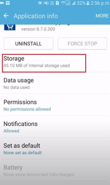 Select app to storage