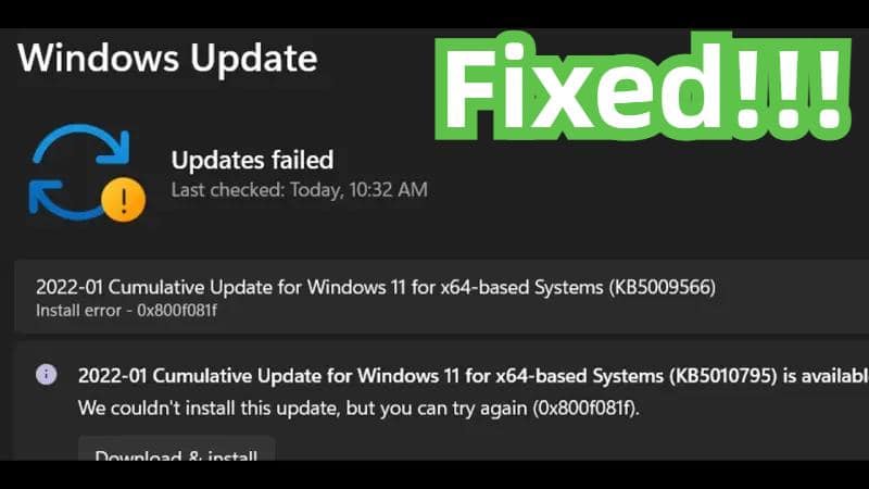 7 Methods for Fixing 0x800f081f Windows 11 Update Error