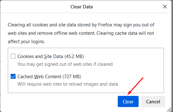 Click the clear button