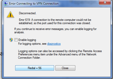 error 619 vpn