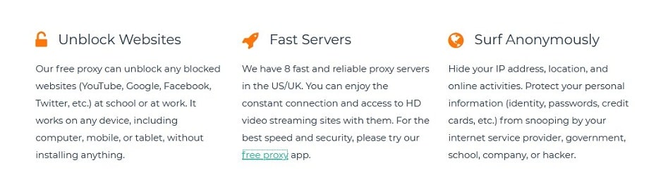 FreeProxy.win features