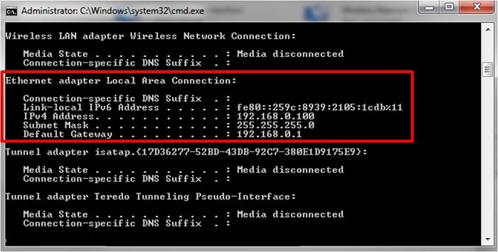 IP Address on the PC