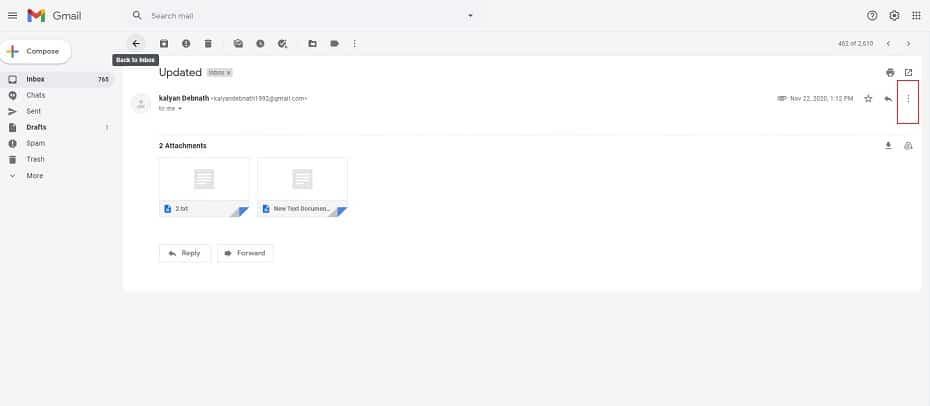 identify the three dots on gmail