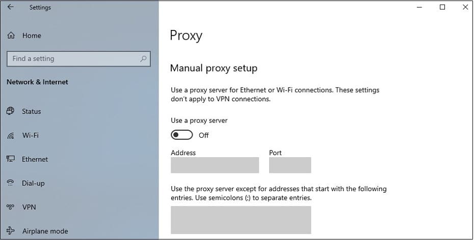 manual proxy tab