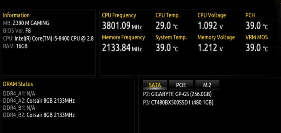 motherboard’s model and BIOS version