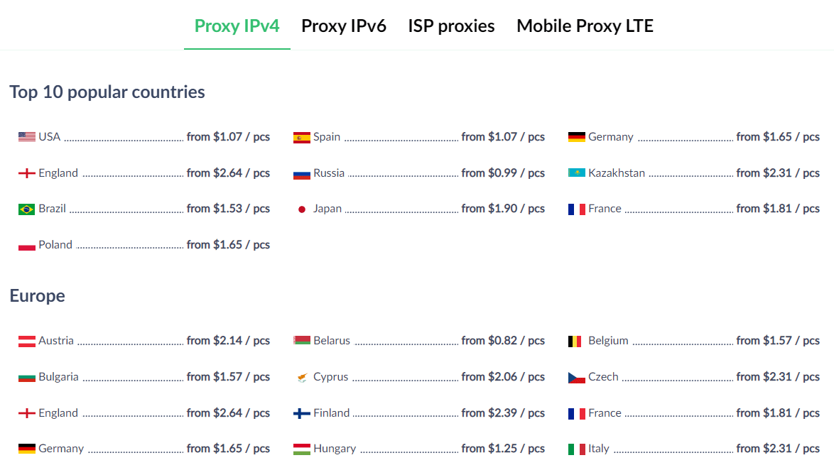 proxy seller price