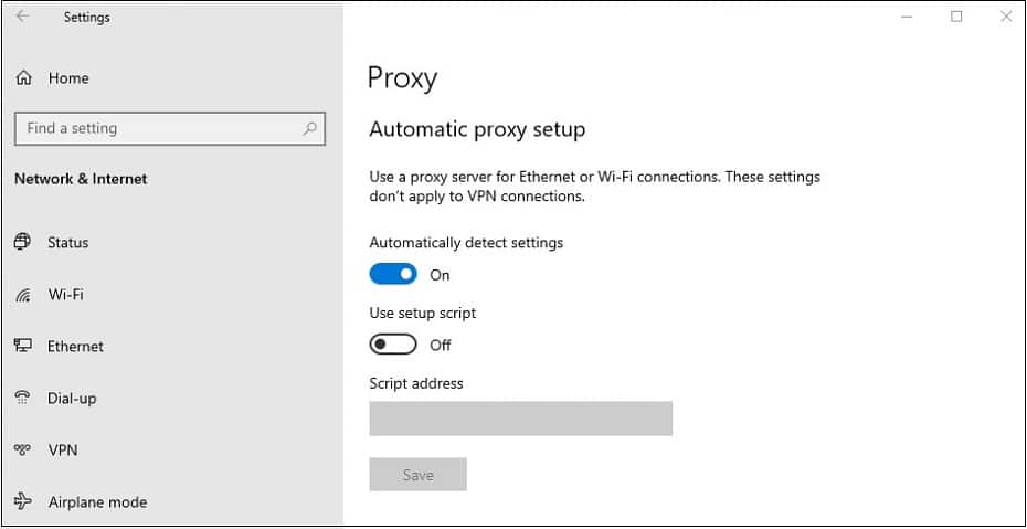 proxy tab on windows