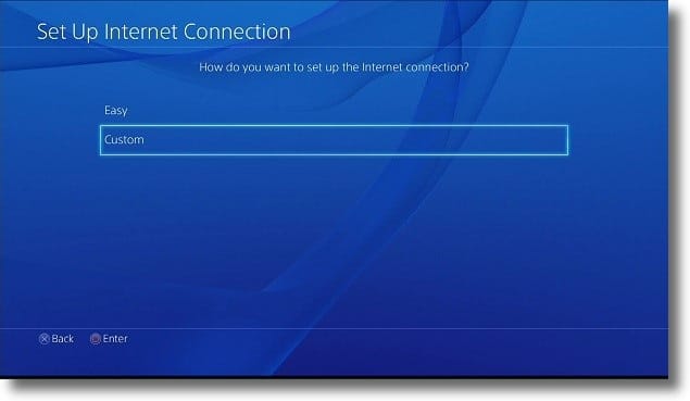 ps4 custom network settings