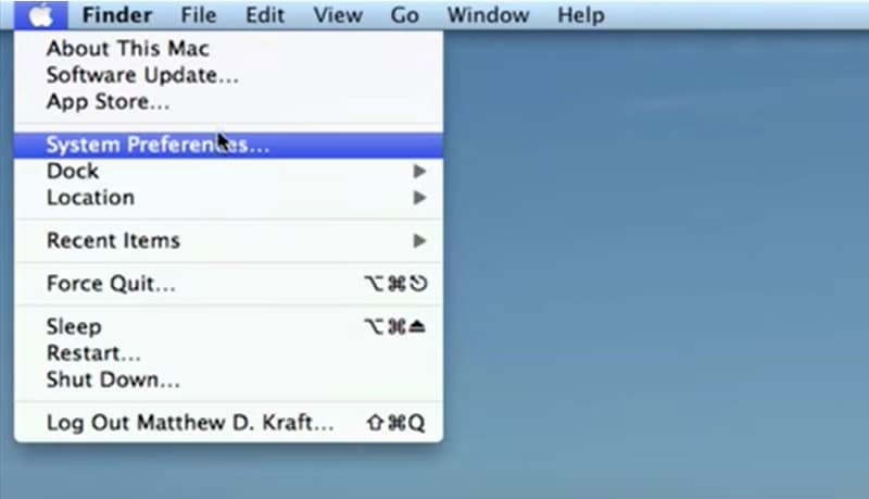 system preferences on the Apple menu