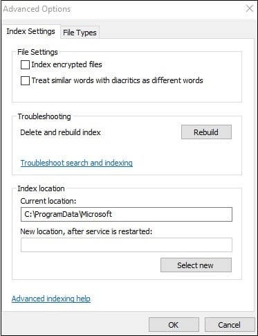 Advanced Indexing Options