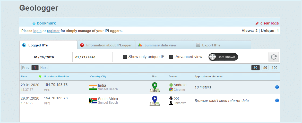 IP logger IP information