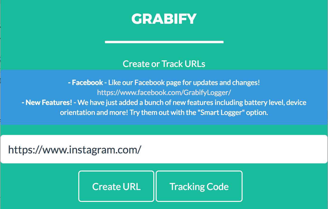 Instagram URL on grabify dialog box