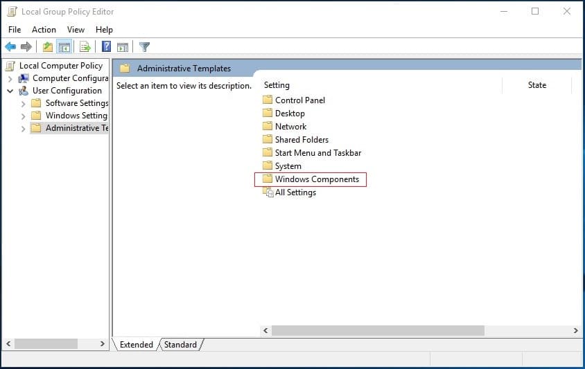 Local Group Policy Windows components