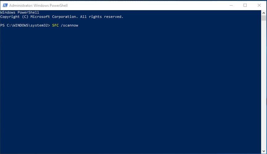 Powershell SFC scannow