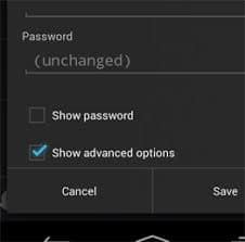 Show advanced options on Android