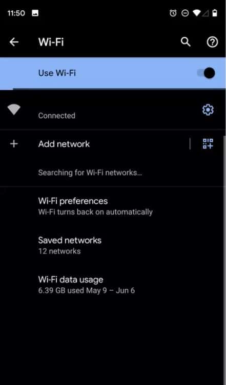 Wi-Fi settings on Android