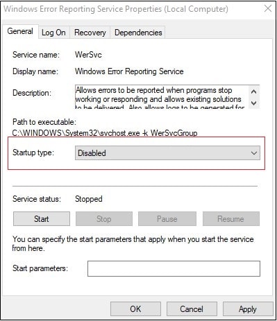 Windows Error Reporting Disable