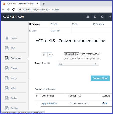 Convert vCard file to CSV
