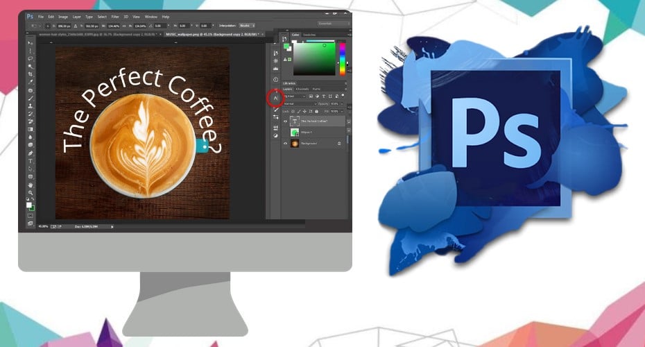 how to type text in a circle photoshop