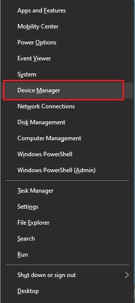 Device Manager from menu