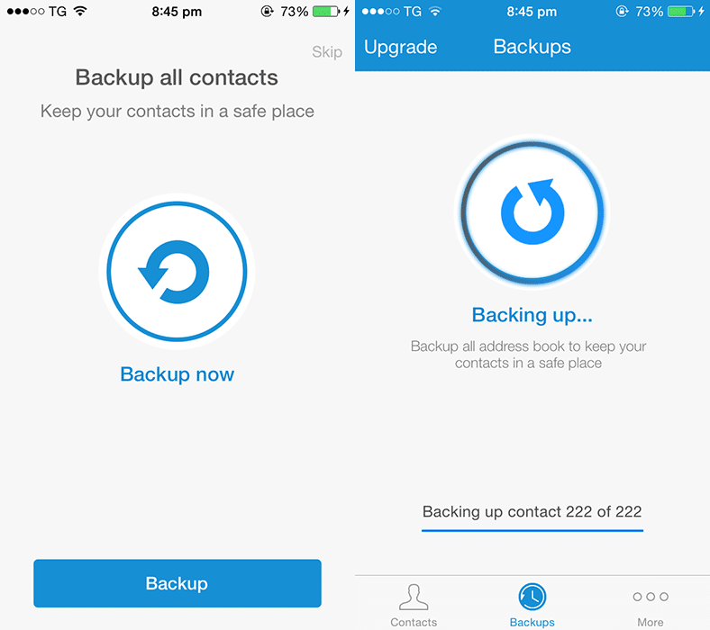 Easy Backup Tap to backup