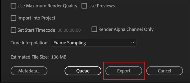 Export button