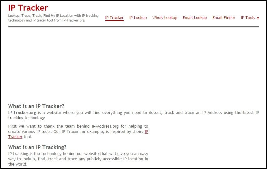 Ip Tracker homepage