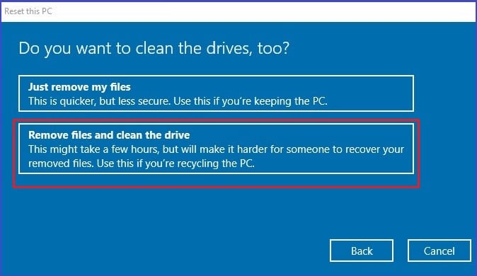 Remove files and clean the drive