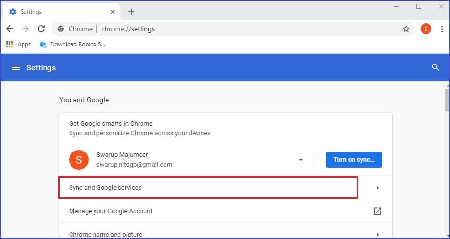 Sync and Google services