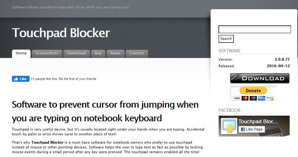 Touchpad Blocker Homepage