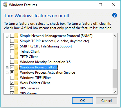 Turn Off windows Features