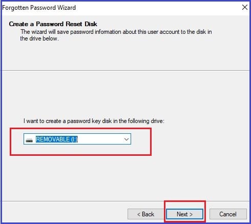 USB flash drive for reset disk