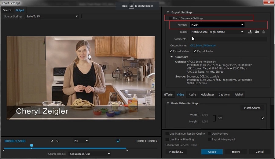 Video Export Options