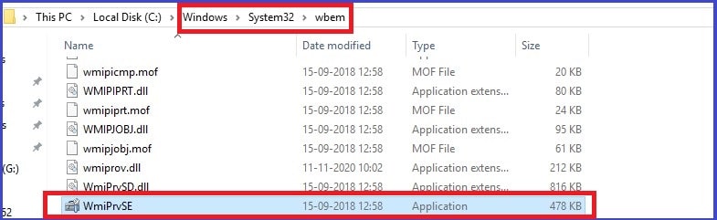 WMI Provider Host confirm location