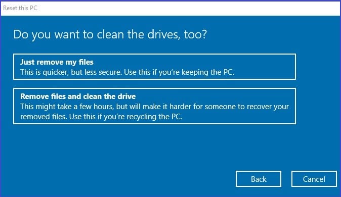 clean the drives option