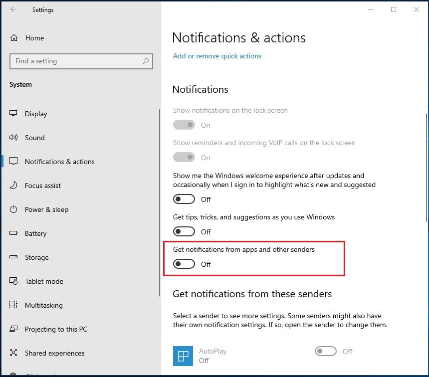 disable apps Notifications