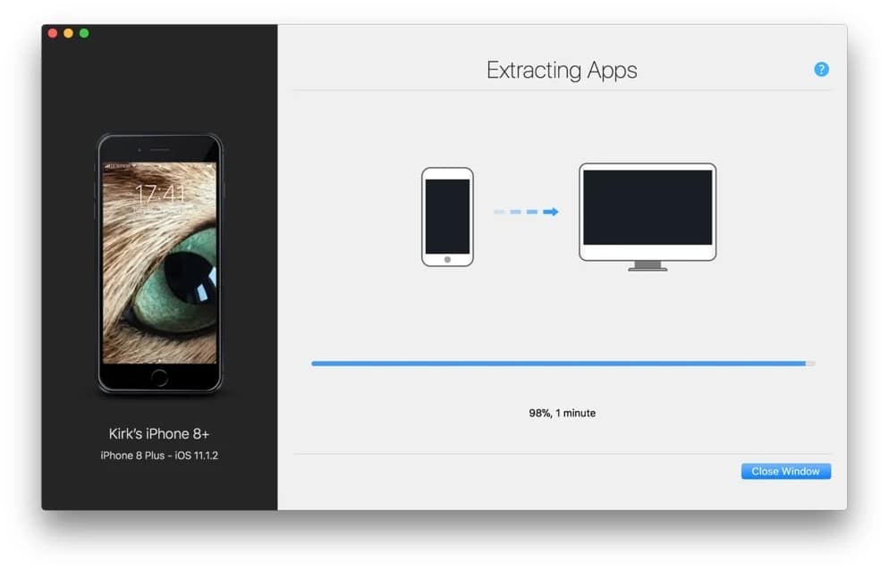 iPhone backup app data progress