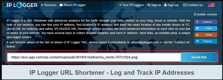 iplogger shorten button