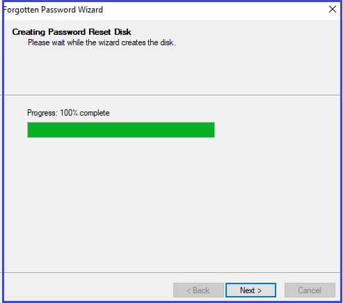 progress bar for reset disk