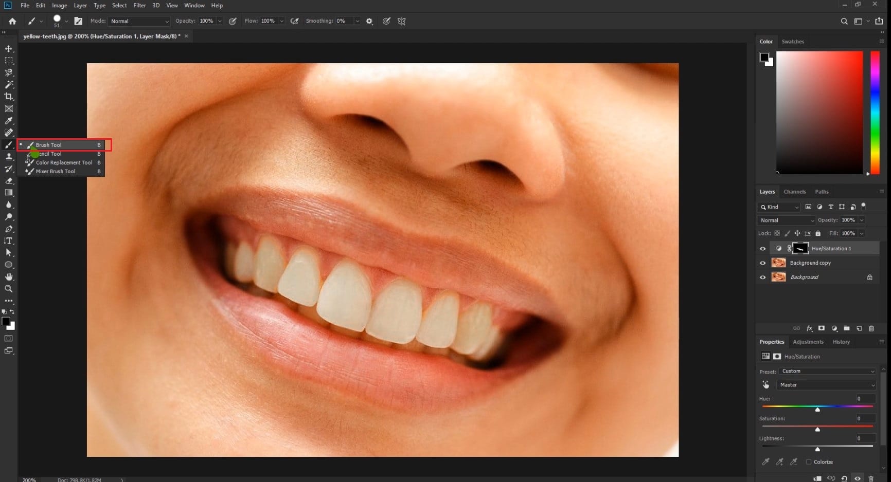 select the brush tool with teeth