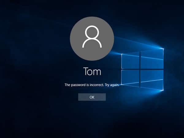windows incorrect password