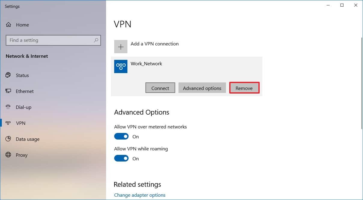 Disable VPN Connection