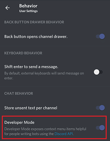 Discord develop mode