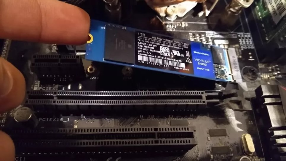 insert the M.2 SSD into M.2 slot