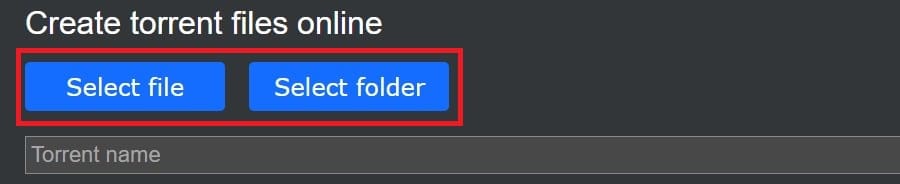 Kimbatt Online Torrent Creator select file folder