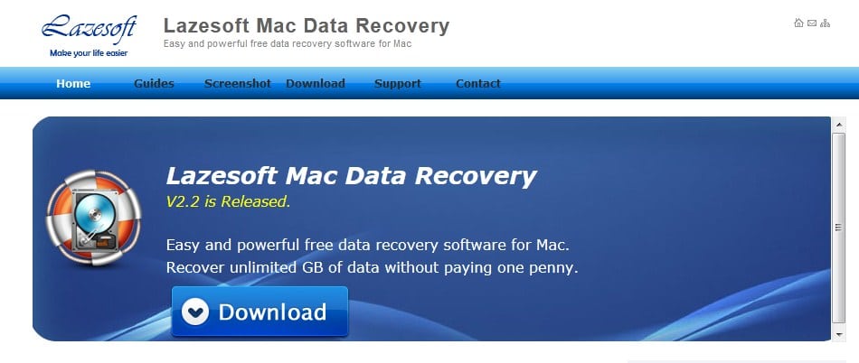 LazeSoft Mac Data Recovery homepage